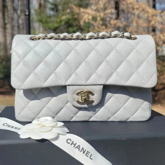 Chanel Light Grey Small Classic Flap - Picture 1 of 10